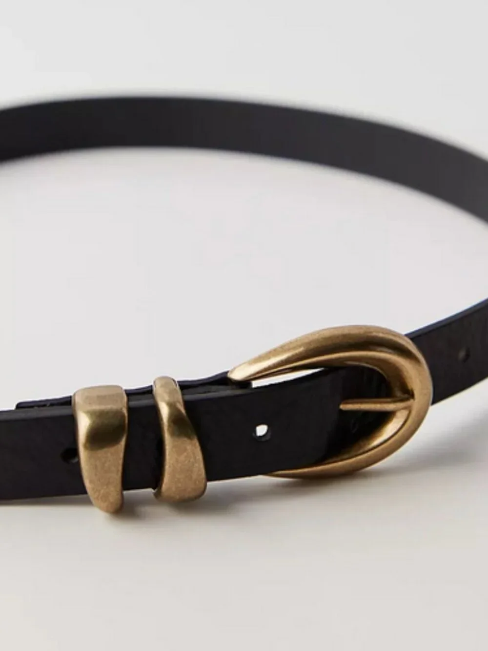 New! Free People Siren Black Leather Belt M/L